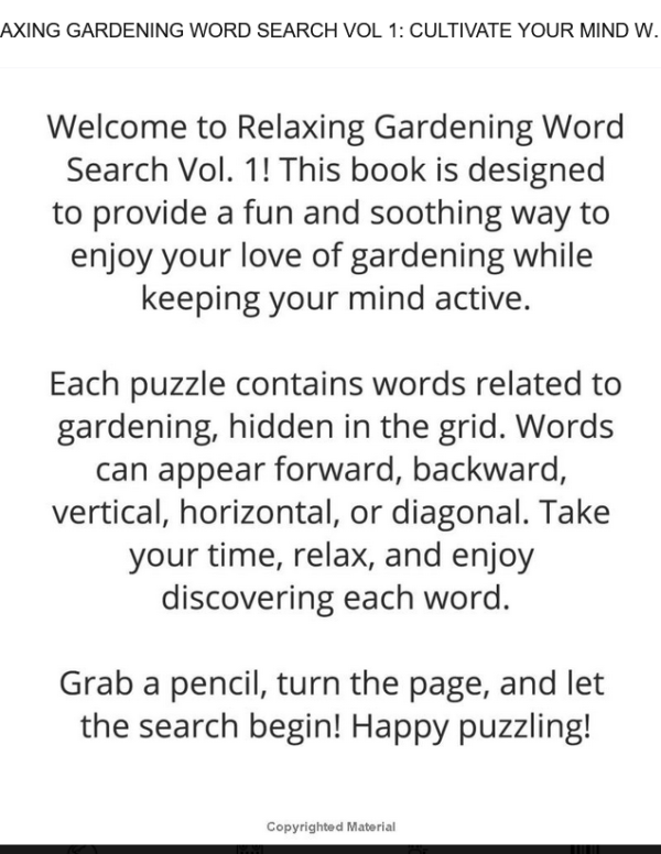 Relaxing Gardening Word Search Vol 1: Cultivate Your Mind With 55 Gardening Themed Word Searches! - Image 3